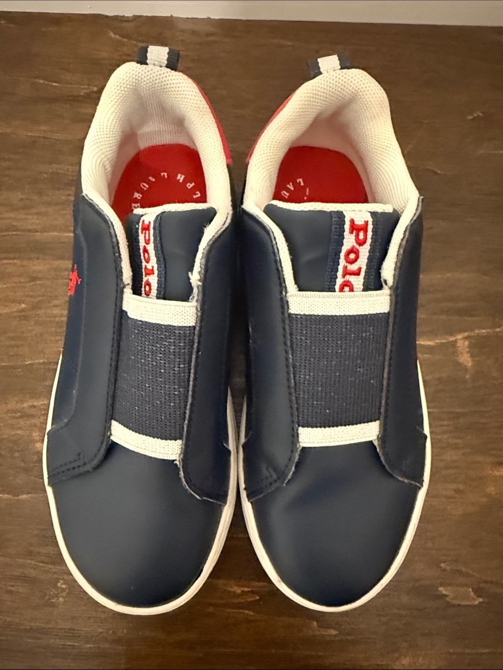 Polo by Ralph Lauren Navy, White & Red Kids Slip-On Sneakers